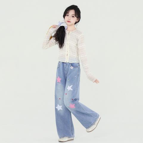 迪士尼 【多巴胺星星直筒裤】儿童牛仔裤女童长裤朱迪兔中大童夏薄款 图片 5