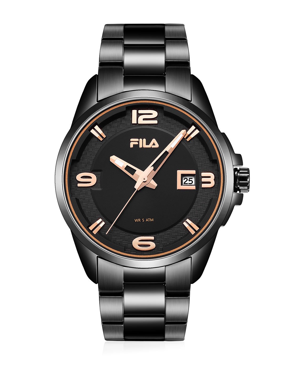 斐乐fila 时尚立体简约数字条钉刻度男士石英手表