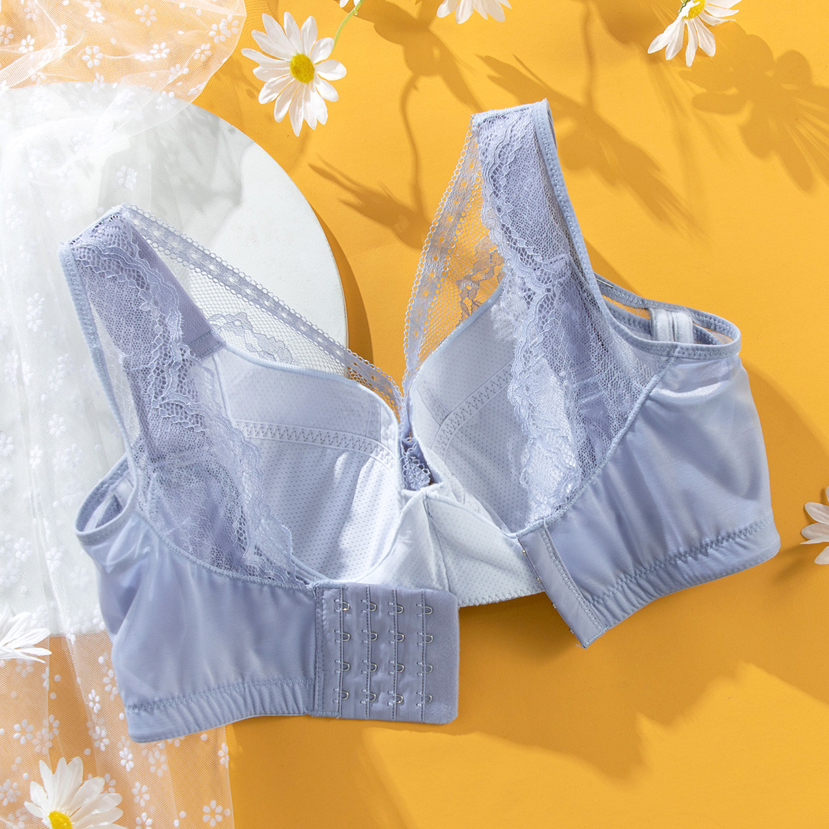 【冰丝透气里杯】薄杯性感蕾丝内衣女宽肩软胶圈胸罩上托聚拢文胸