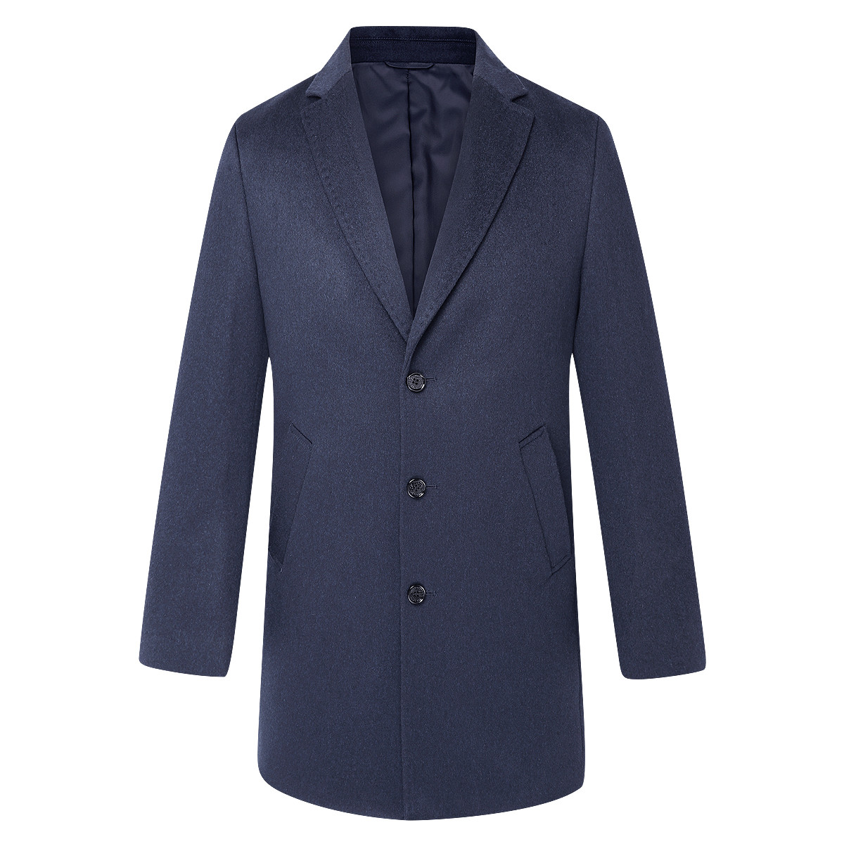 商务休闲平驳领单排扣柔软舒适保暖羊毛混纺男士羊毛大衣