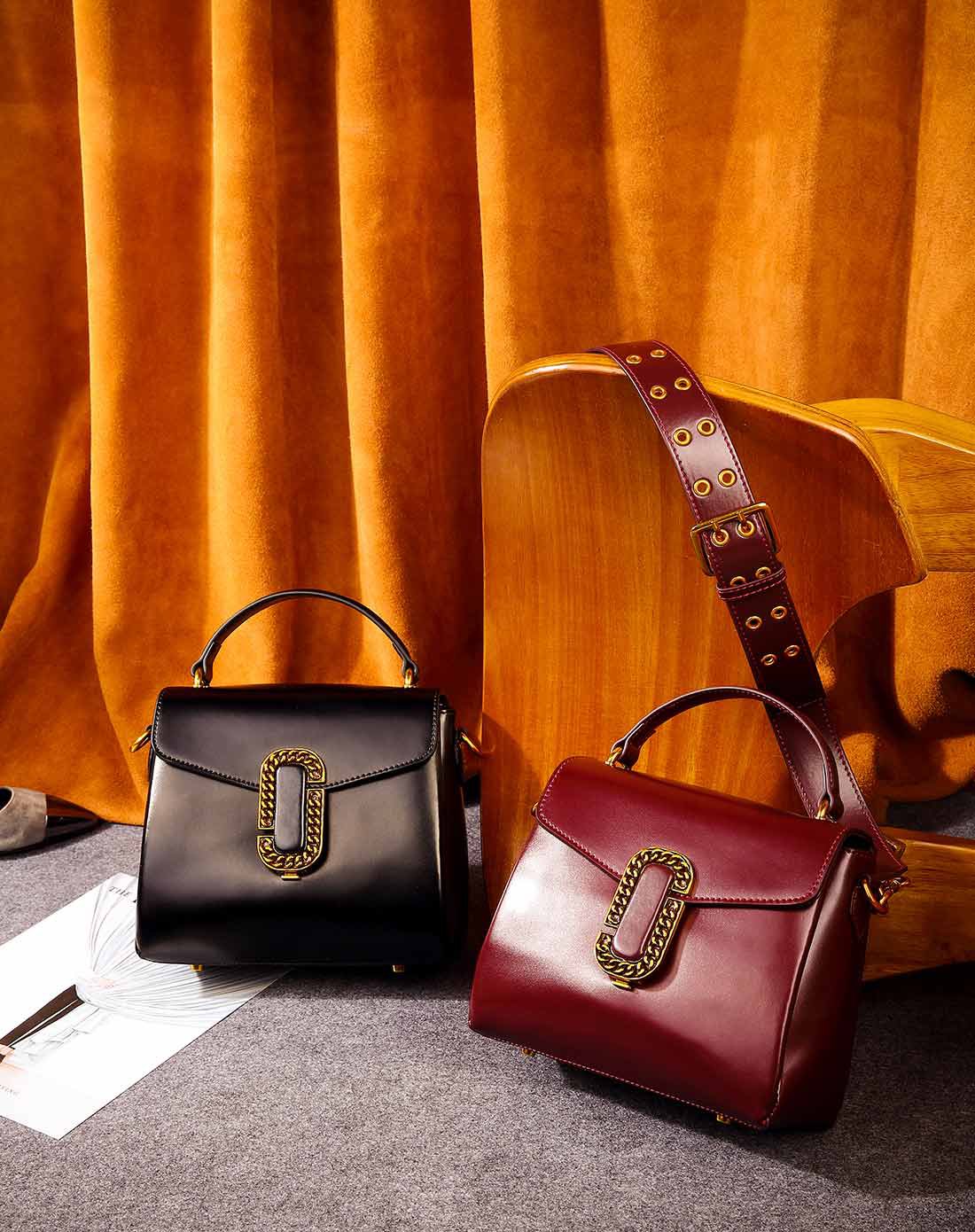 妮维奥2017年新品街拍款古金牛皮三层单肩包np151718_唯品会