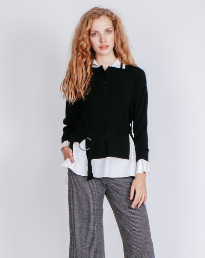 贝尔尼尼秋冬女装简约版型两件套针织套衫