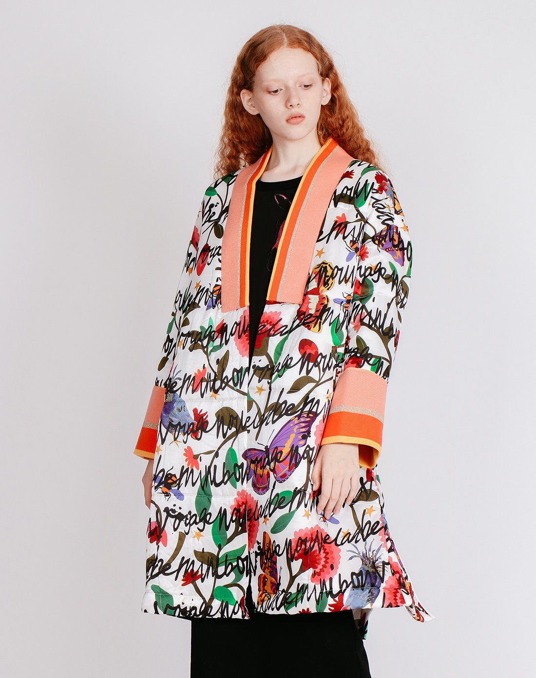 贝尔尼尼秋冬女装印花设计铺棉外套