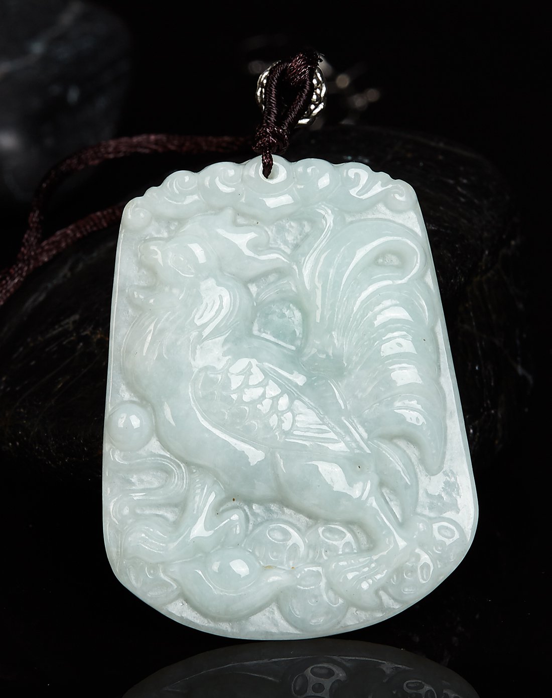 uve 糯种豆绿天然a货翡翠金鸡牌挂件