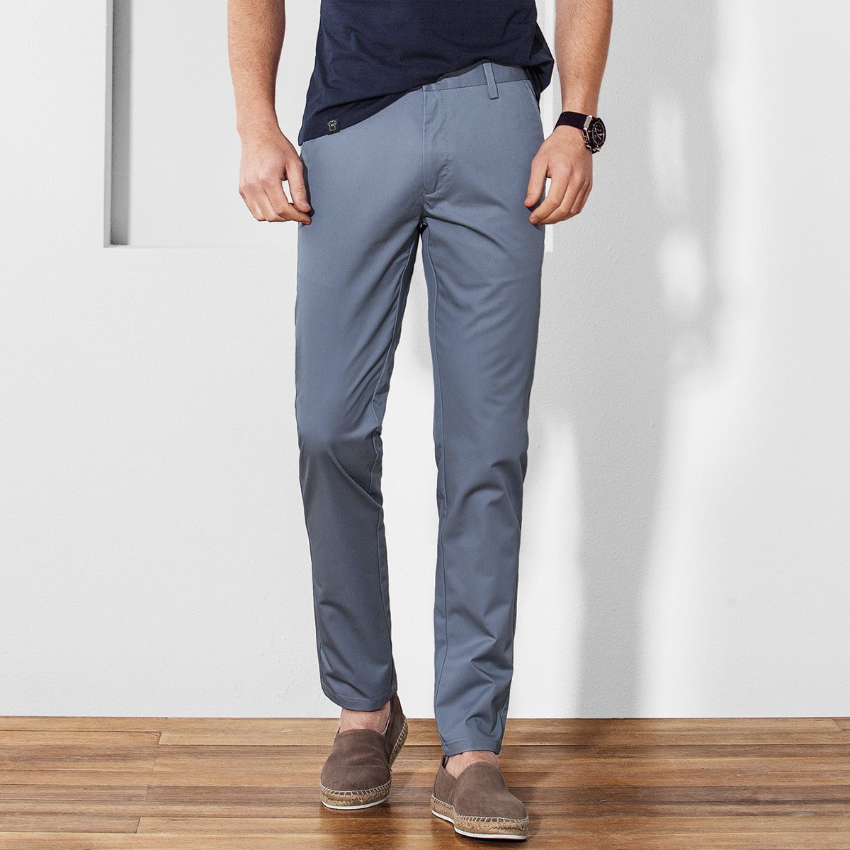 新品时尚青年纯棉舒适纯色商务男士休闲裤