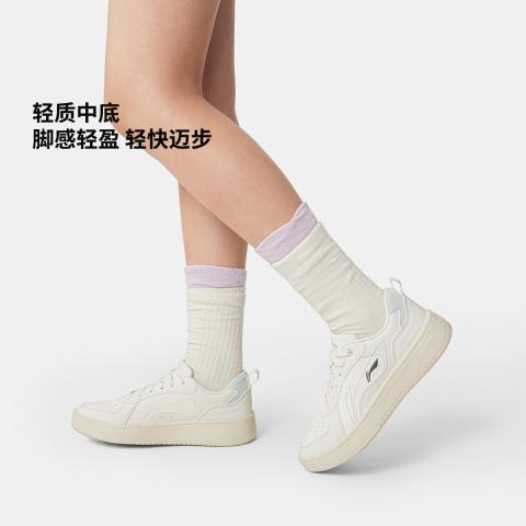 李宁 休闲鞋女鞋穗岁板鞋女士通勤百搭小白鞋滑板鞋时尚经典运动鞋 图片 2