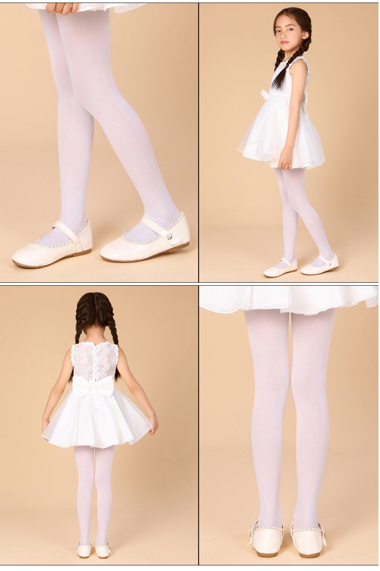 3条装儿童连裤袜天鹅绒糖果色丝袜白 白 白