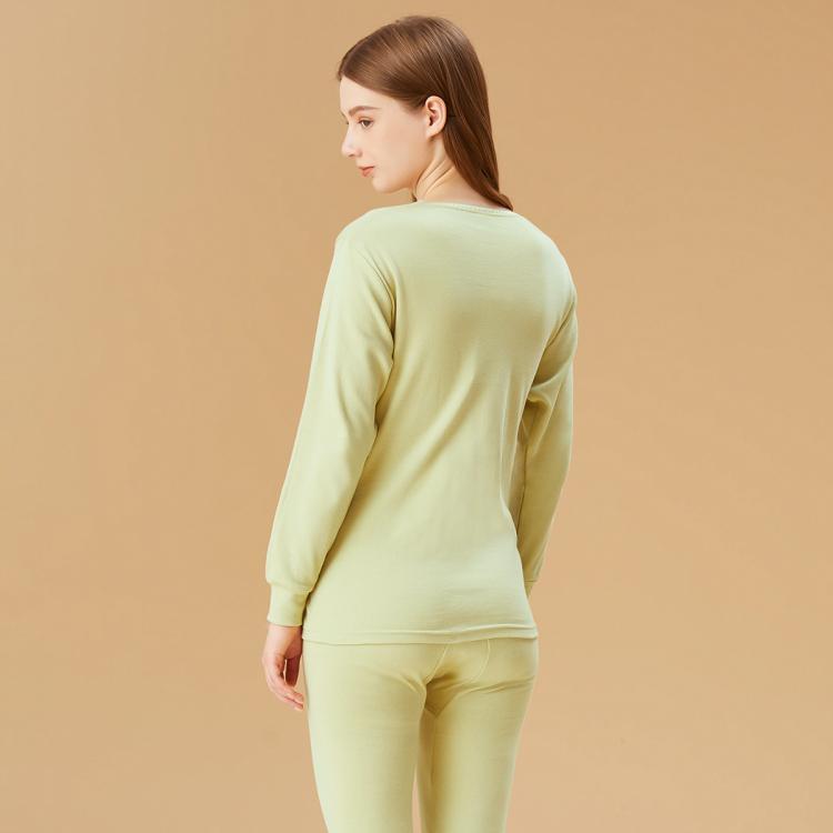 红豆 【100%新疆棉】亲肤纯棉秋衣秋裤女圆领打底薄女士保暖内衣套