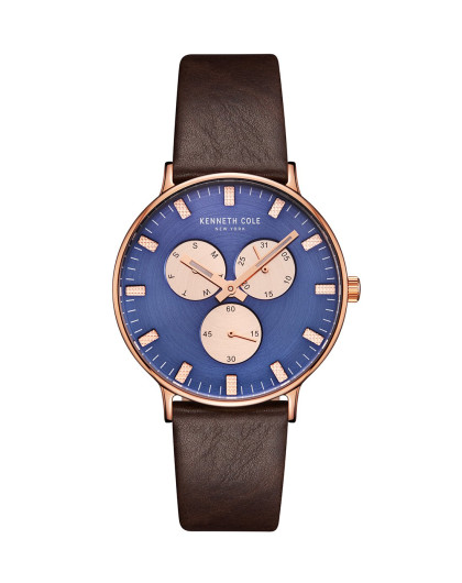 kenneth cole石英手表【新品首发】三眼多功能男士手表 皮带潮流男表
