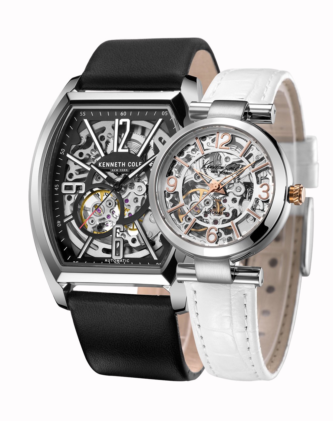 kenneth cole情侣手表 美国kc镂空机械手表男女对表自动机芯情侣对表