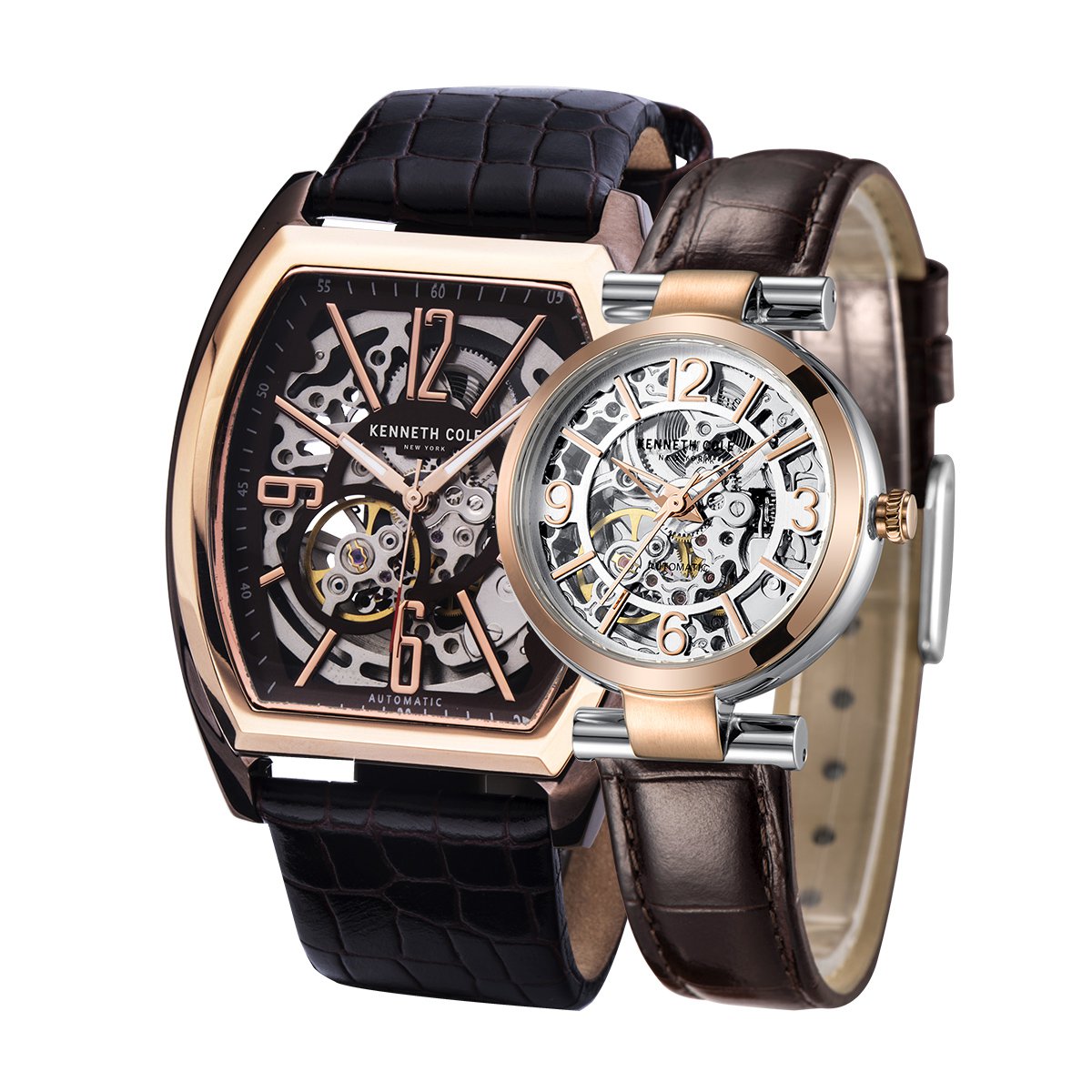 kenneth cole情侣手表 美国kc镂空机械情侣对表自动机芯情侣款