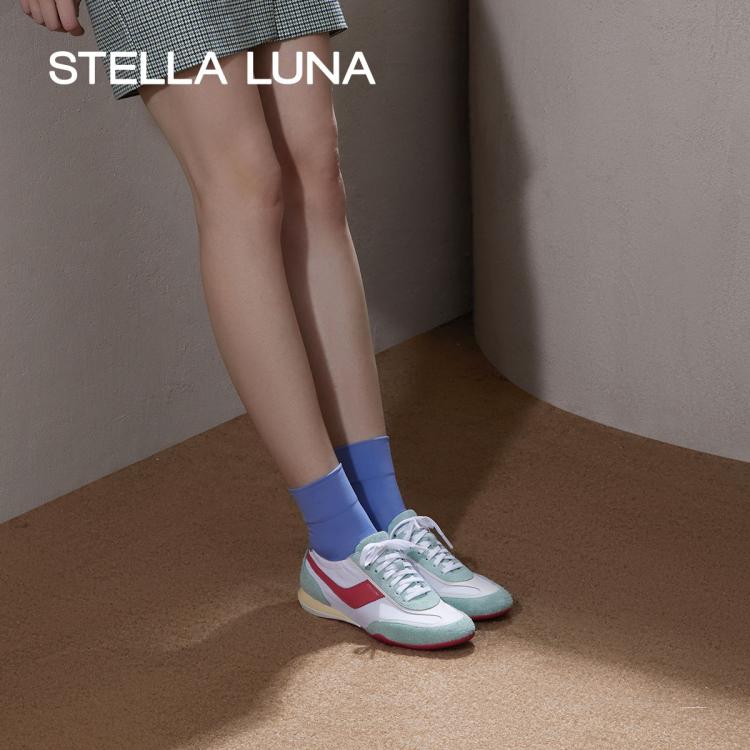 Stella Luna 女鞋春季新款圆头轻便系带女单鞋运动休闲复古星跑鞋 In Blue