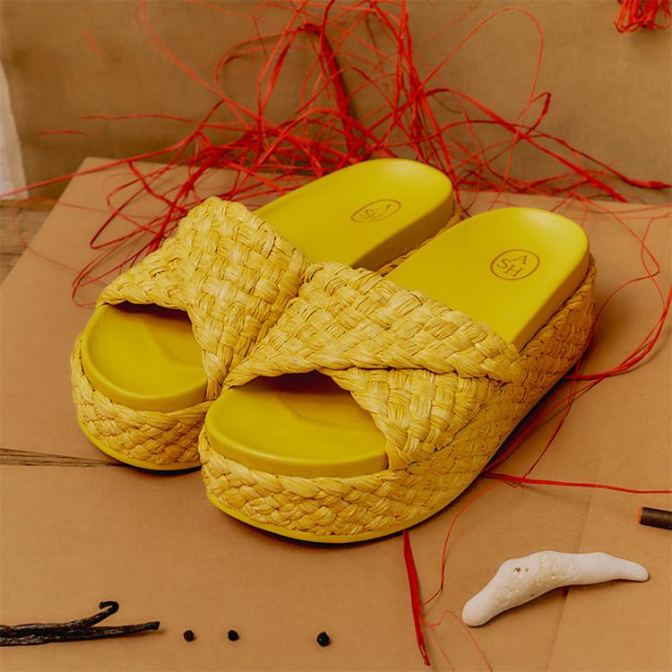 Ash 女鞋夏季zen度假风编织拖鞋女 In Yellow