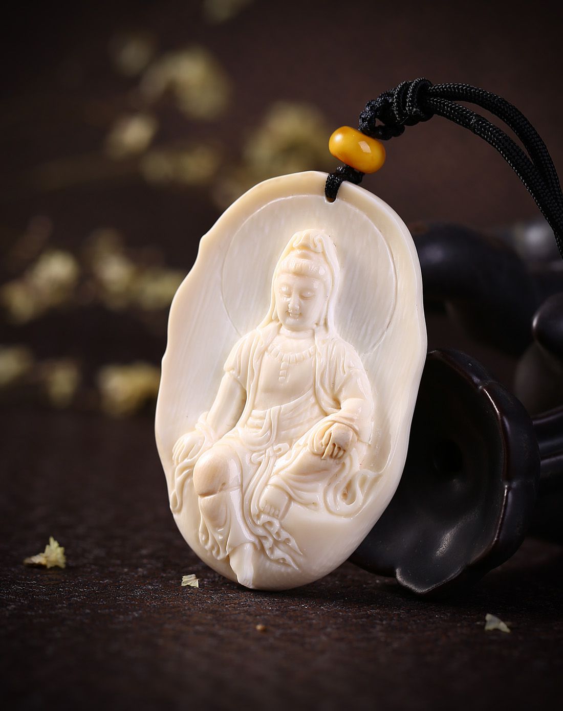 爱华尚 观音纳福猛犸象牙项链