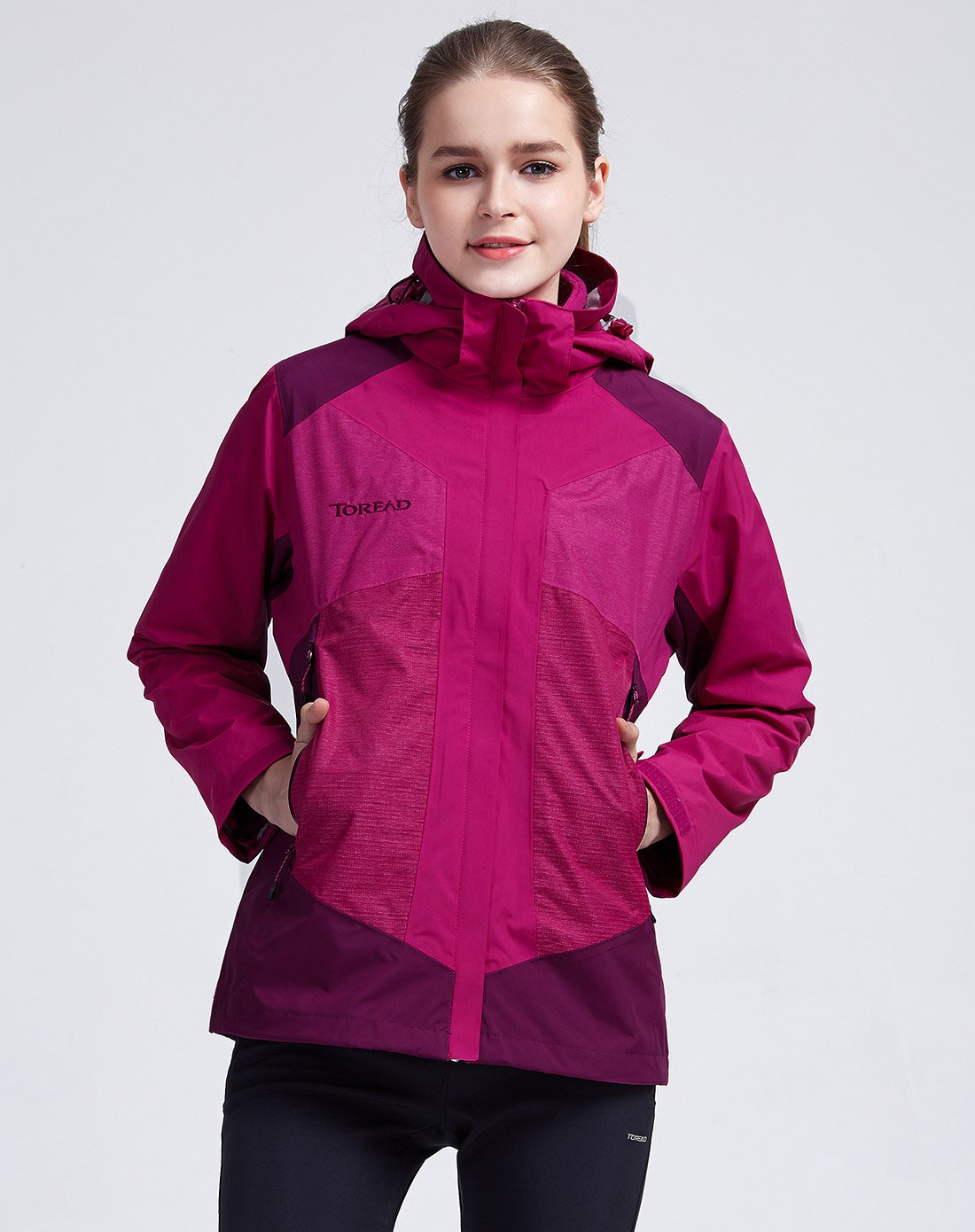 探路者 舒适保暖 厚套绒 女款防风冲锋衣