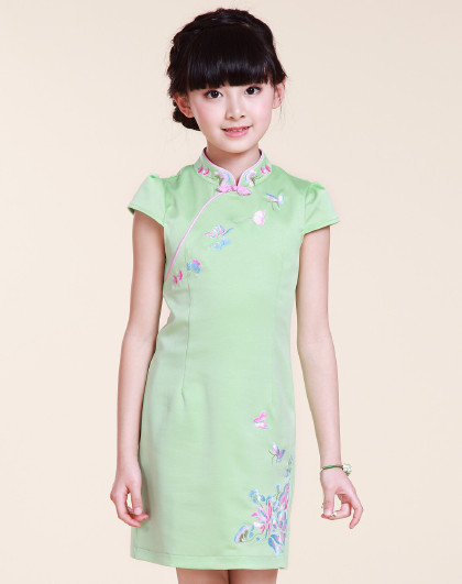 布布发现夏季新款童装儿童旗袍女童小女孩中大童古筝演出服亲子装