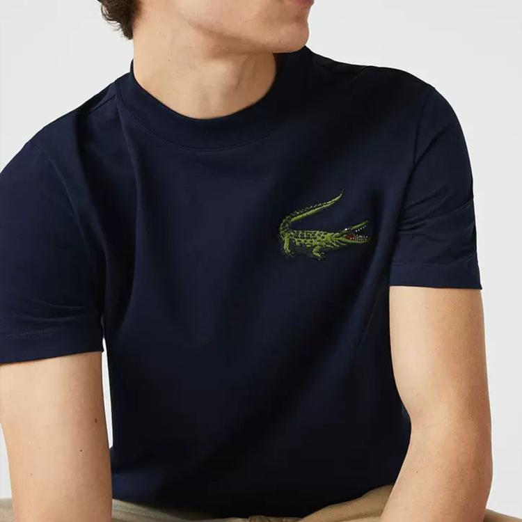 法国鳄鱼男装春夏简约图案纯色纯棉短袖T恤