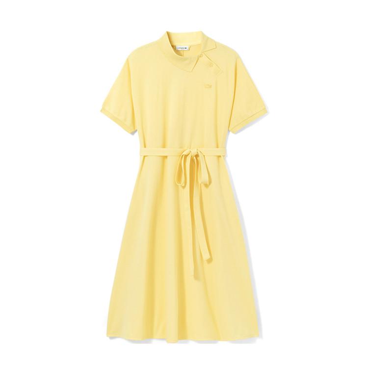Lacoste 法国鳄鱼女装春夏法式多巴胺穿搭短袖polo连衣裙 In Yellow
