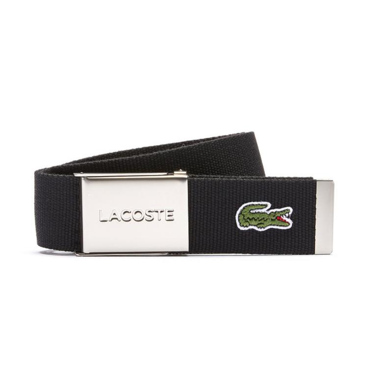 Lacoste 法国鳄鱼配件男士蓝色logo配饰商务休闲腰带简约腰带 In Black