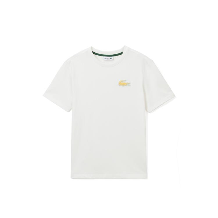 Lacoste 法国鳄鱼女装春夏经典多巴胺穿搭圆领纯棉短袖t恤 In White