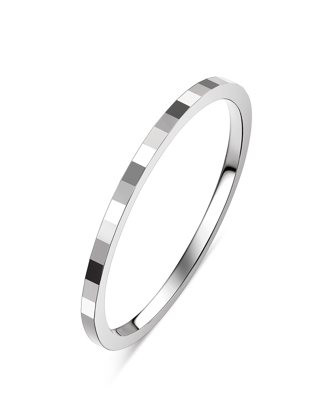 六福珠宝 18k金波纹戒指白k金指环(定价)