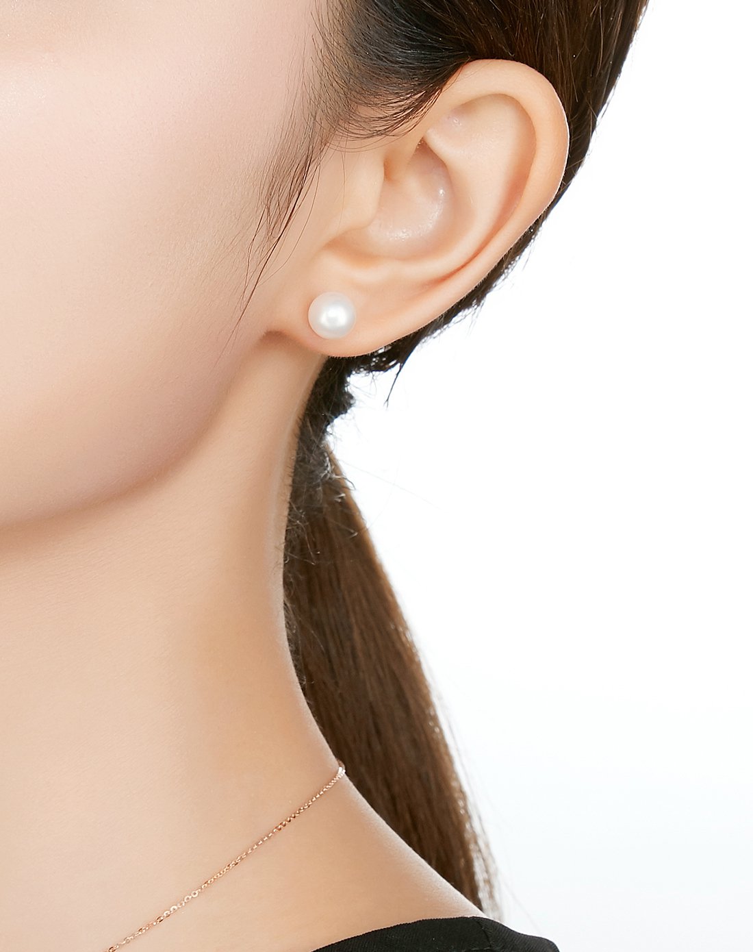 六福珠宝 18k金简约圆珠珍珠耳钉(定价)