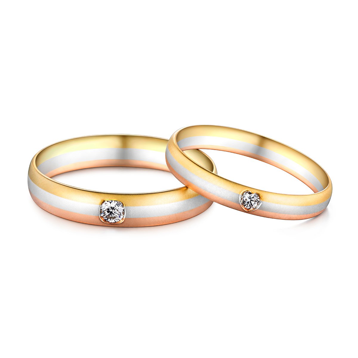 六福珠宝三之轮18k金钻石戒指三色k金情侣对戒女戒定价