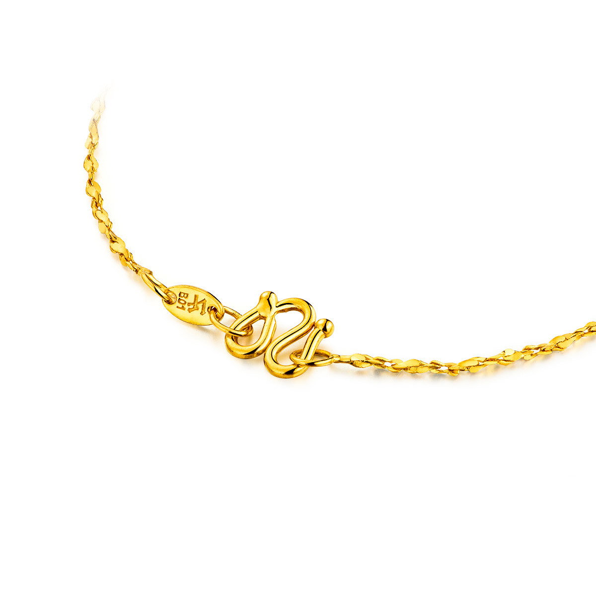 六福珠宝黄金项链女百搭款满天星足金项链金素链计价母亲节礼物