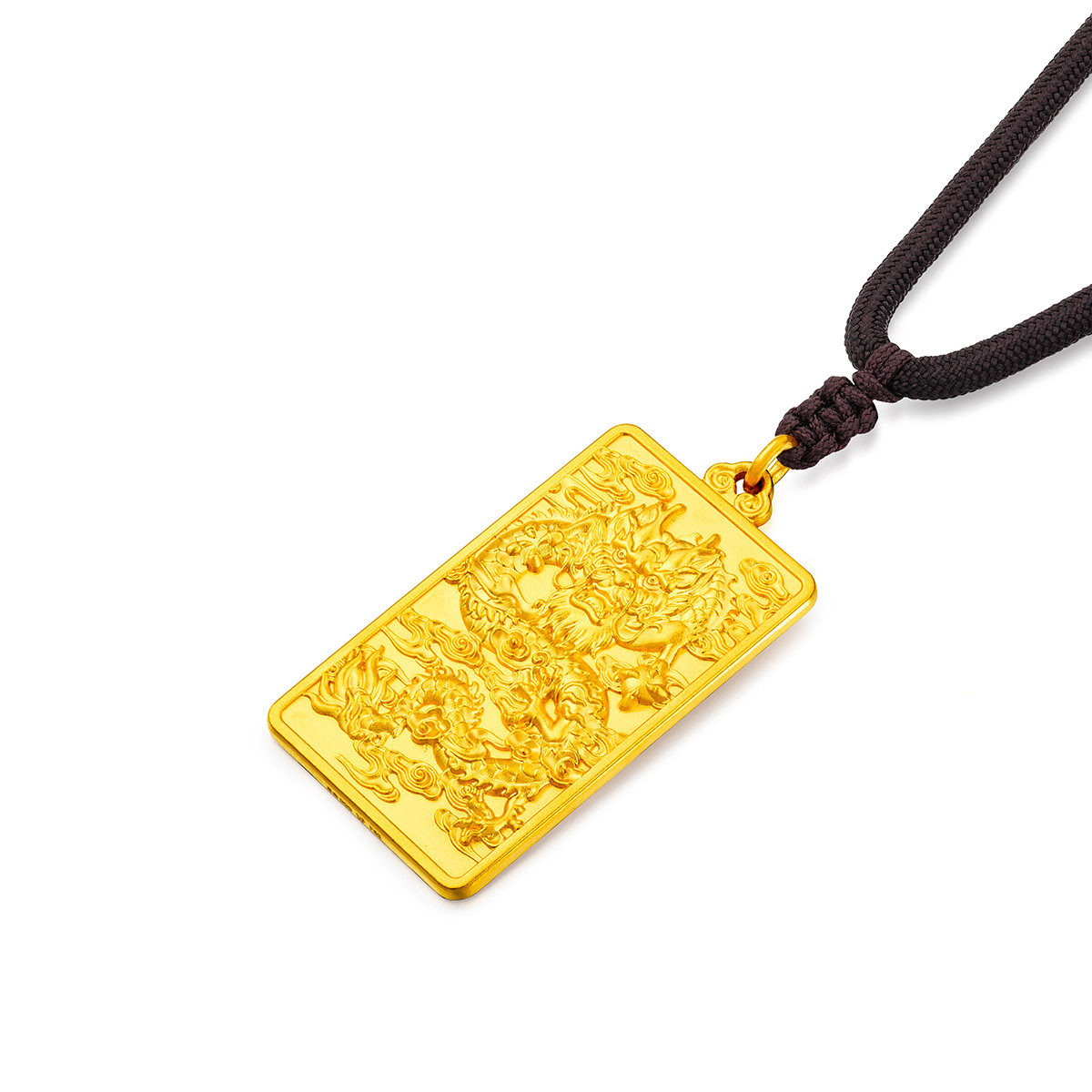 六福珠宝祥龙腾飞黄金吊坠足金吊坠男款含配绳计价