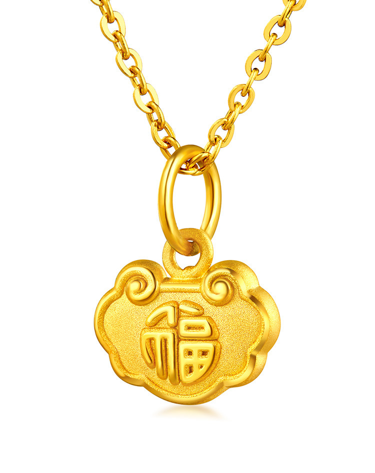 柿子福如意黄金吊坠珐琅工艺无链定价