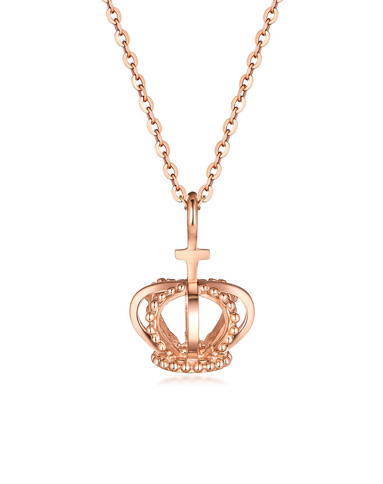 18k金项链小皇冠套链女含坠定价