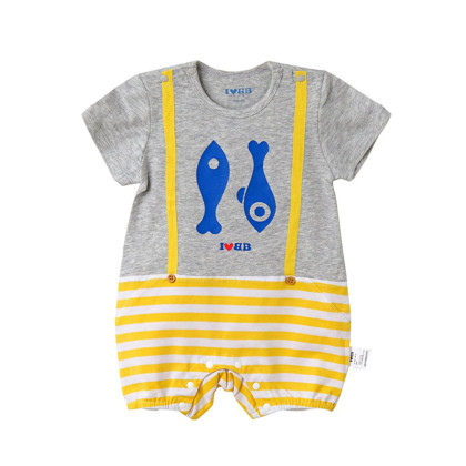 下一代 童装男女宝宝哈衣爬服 柔软舒适 海洋短袖连体衣