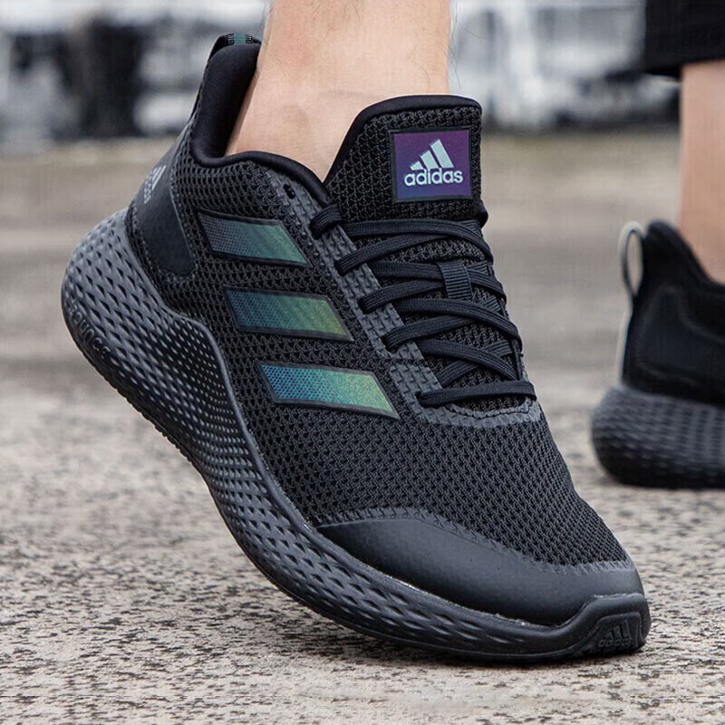 adidas 男女鞋跑步鞋小椰子缓震黑武士运动鞋夏季��面透气休闲鞋健身鞋