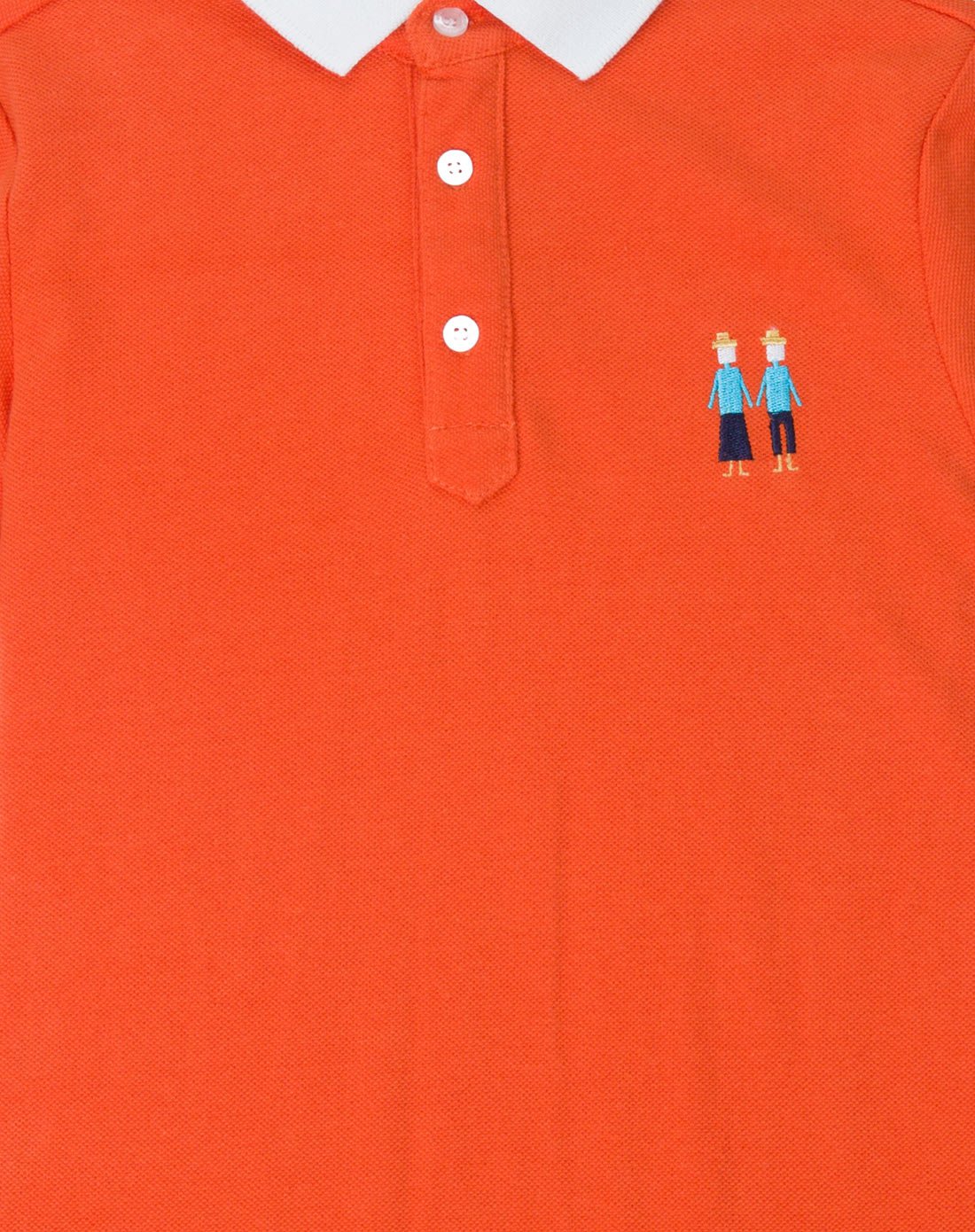 男童桔色撞色polo