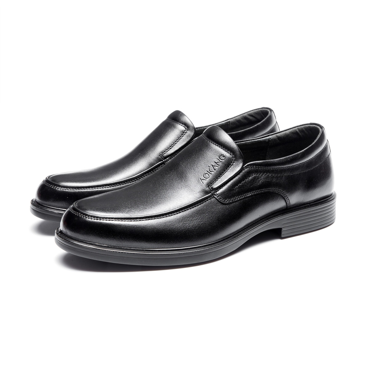 奥康男鞋 2018新款圆头商务休闲真皮男鞋 低帮套脚舒适懒人皮鞋