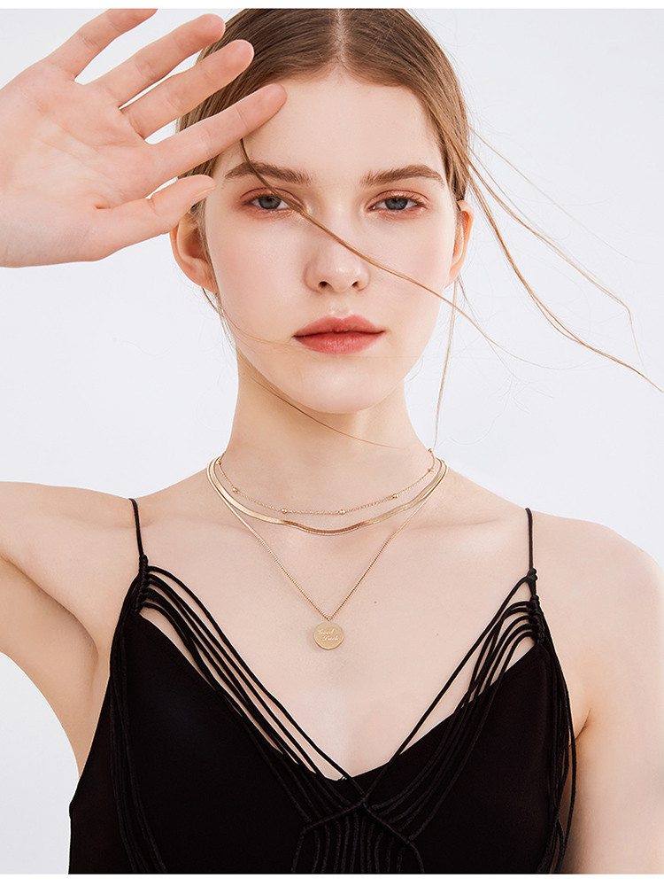 mck 多层硬币项链女锁骨颈链新款轻奢脖子链简约气质饰品时尚设计