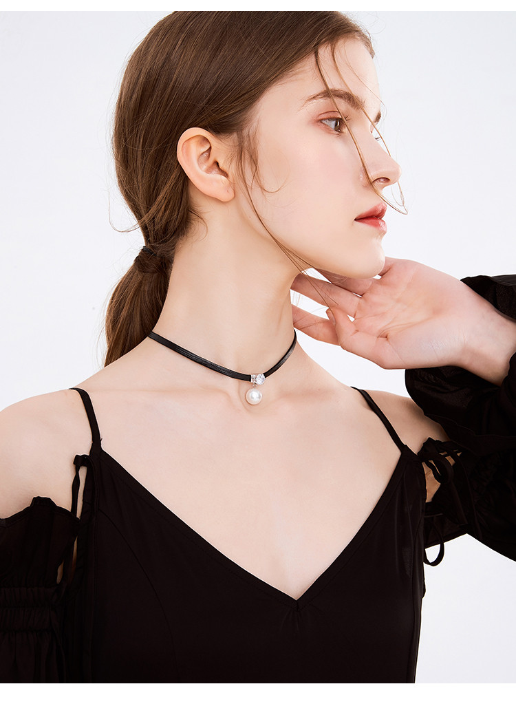 mck 复古仿珍珠项圈项链女潮颈带锁骨链网红时尚颈链脖子饰品