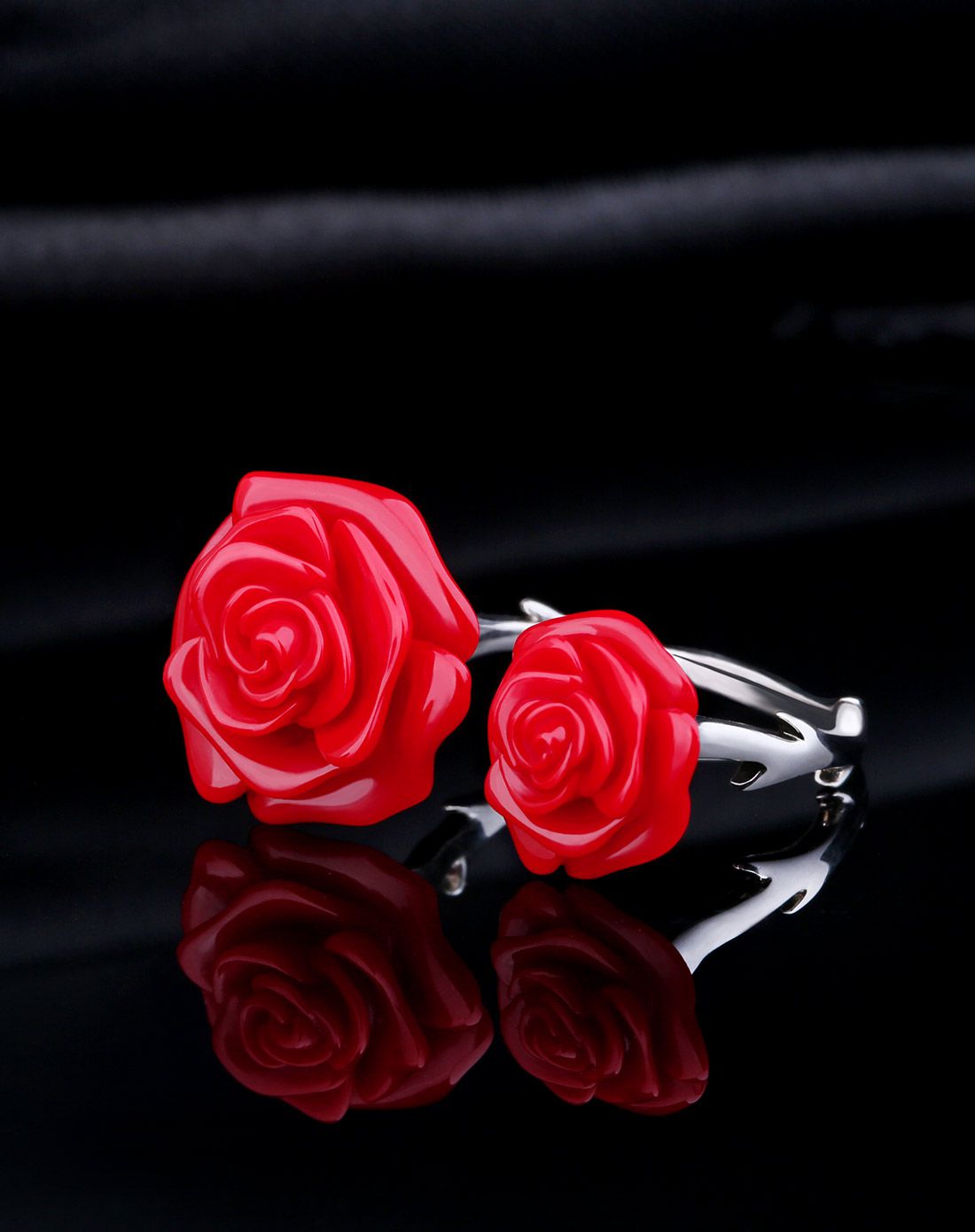 【指尖上的浪漫玫瑰】s925开口戒指