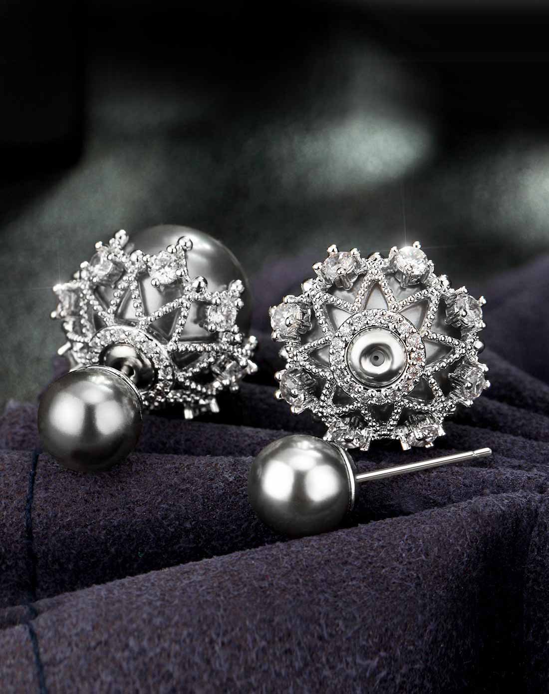 agovski【优雅公主】s925银蕾丝闪耀双面耳钉s170151_唯品会