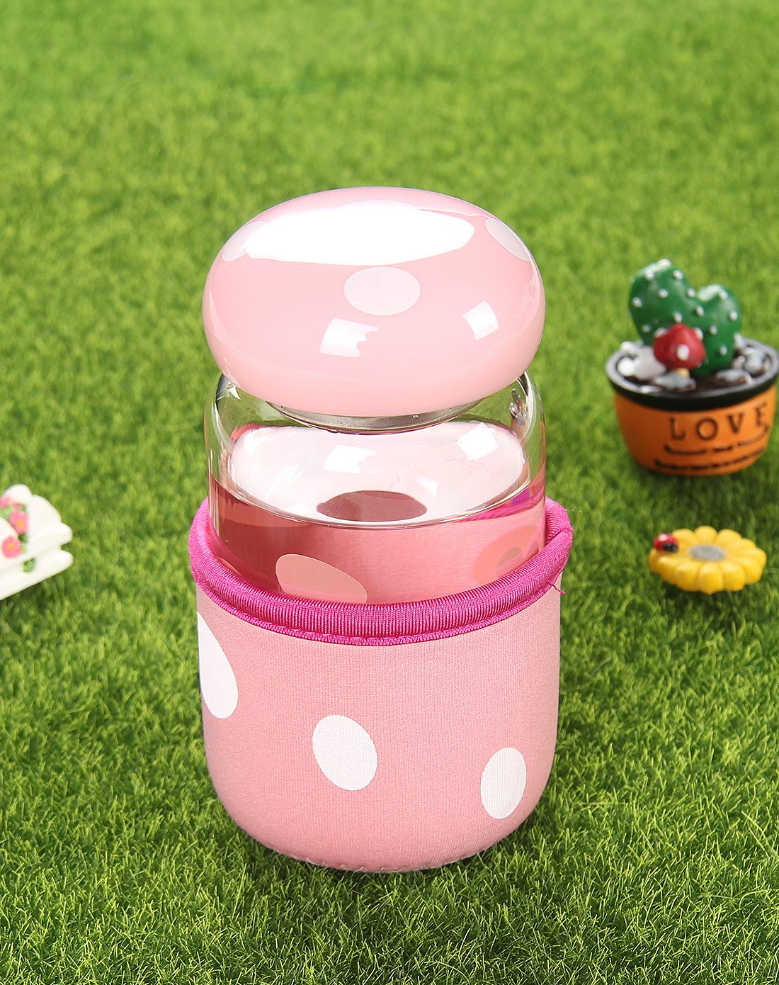 创意蘑菇玻璃杯 便携 过滤茶漏 情侣水杯