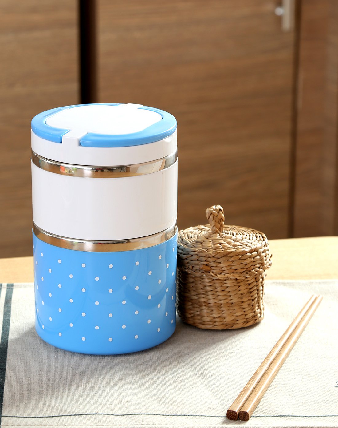 高档不锈钢真空两层保温饭盒