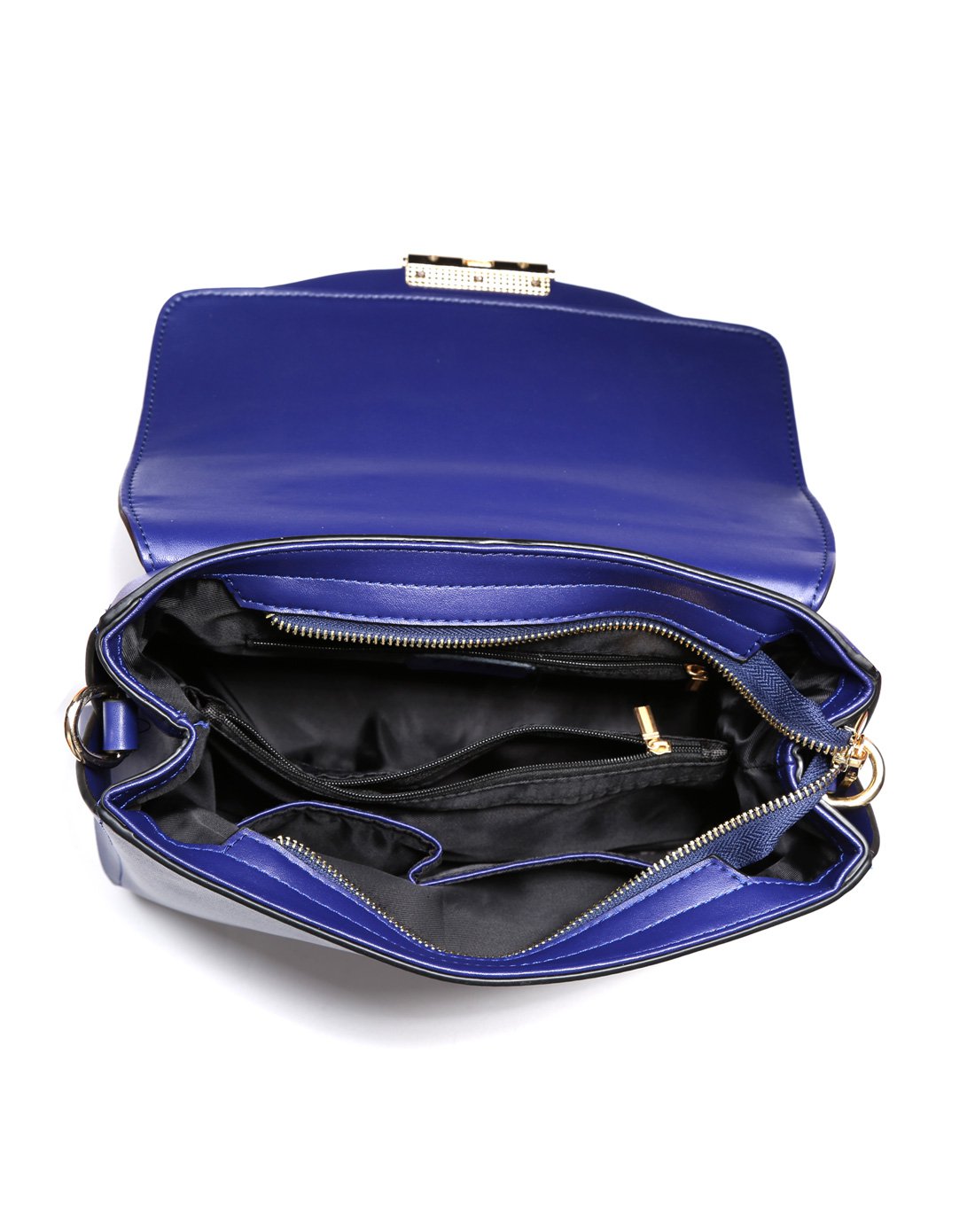 女士包盖式休闲单肩手提包优雅蓝色