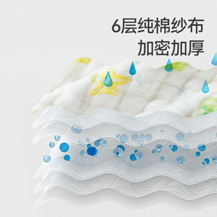好孩子 【5条/8条】婴儿纯棉六层纱布口水巾宝宝毛巾洗脸巾多用小方巾