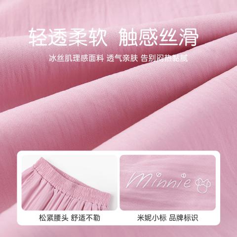 迪士尼 甜美蝴蝶结冰丝阔腿裤26夏女童时尚百搭轻薄休闲裤舒适透气长裤 图片 7
