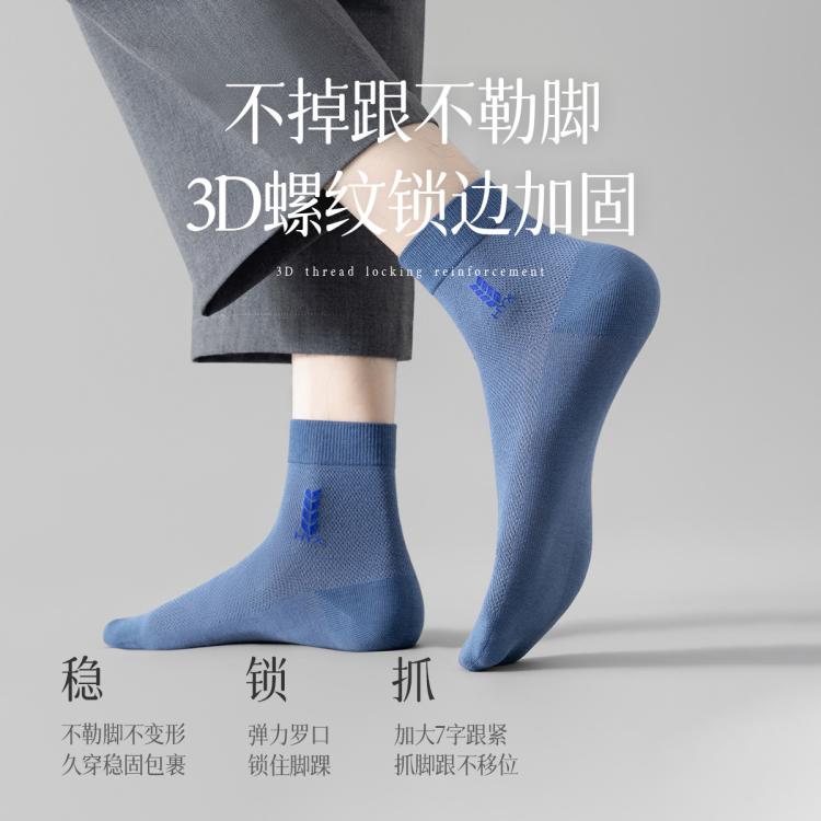 恒源祥 【100%棉】6双装10A抑菌薄款中筒男士春夏网眼防臭男袜