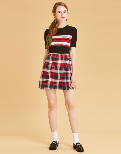英伦学院风学生格子显瘦半身裙短裙女