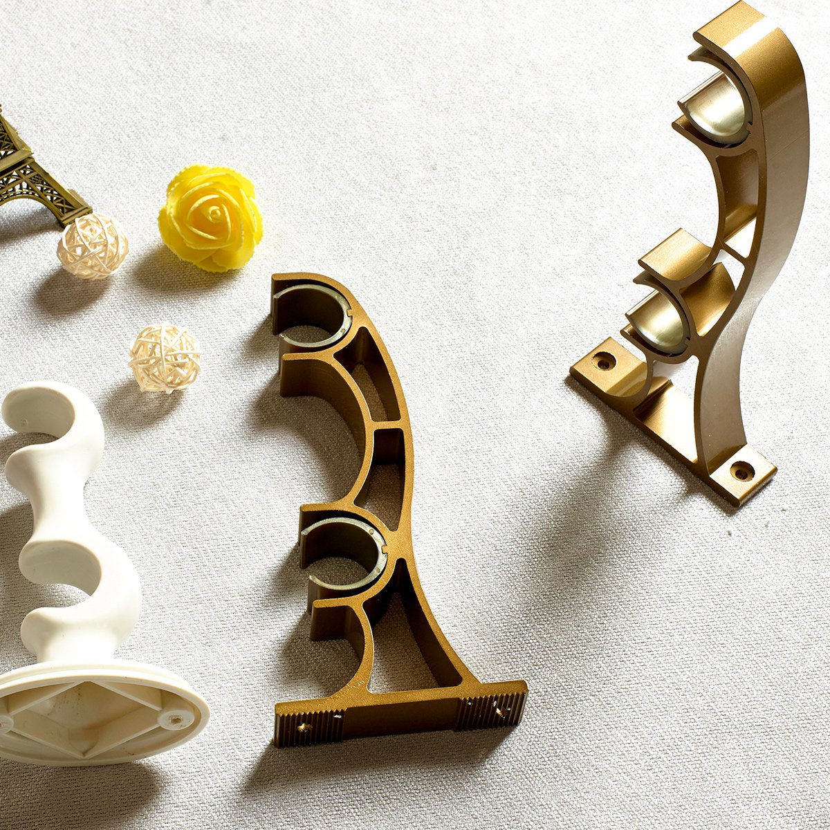 加厚铝合金可伸缩罗马杆双杆