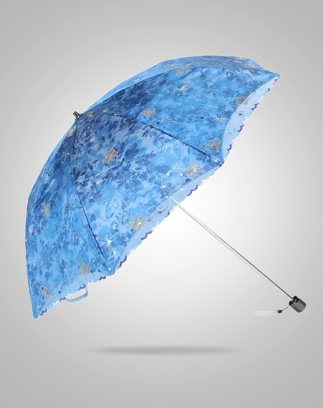 二折双层超强抗紫外线优雅伞咖啡色