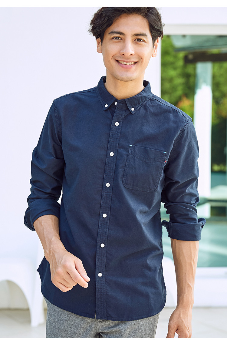 【经典爆款】秋冬内搭男士牛津纺长袖衬衫多色纯棉商务男式衬衣