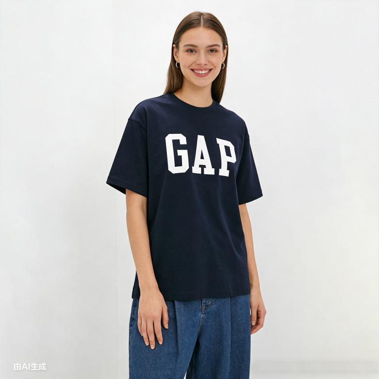 盖璞 Gap男女装2026春季款logo字母印花宽松短袖T恤休闲上衣866064